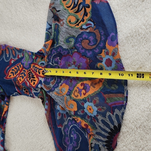 MSK Women Floral dress long bell sleeve detail XL blue orange so pretty! - Picture 8 of 10